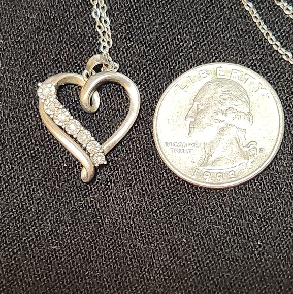 Ralph Lauren Silver & Diamond Open Heart Necklace - Picture 7 of 7